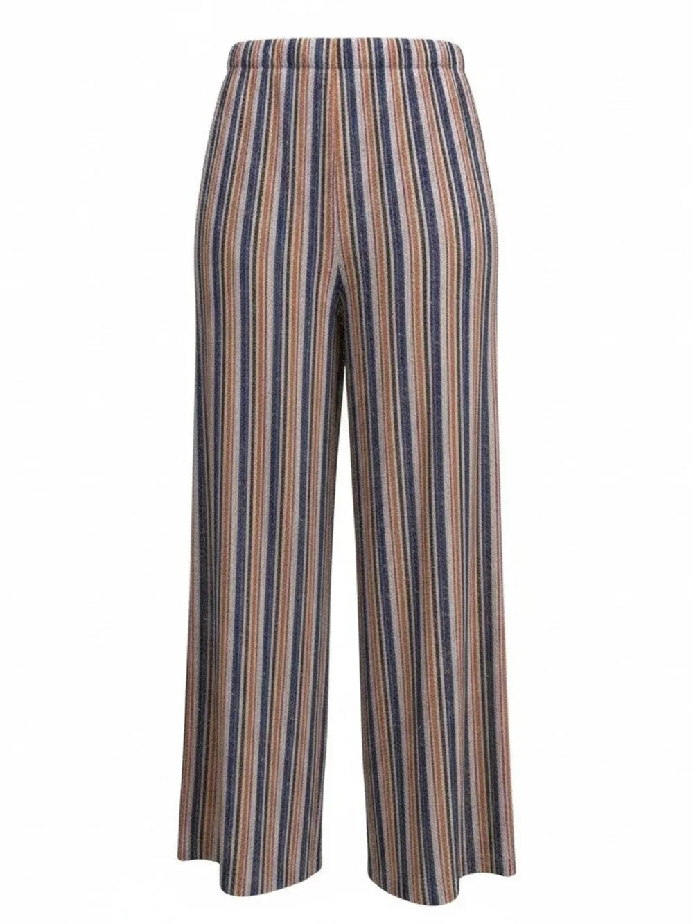 Zara Trafaluc Striped Knit Wide Leg Pants S Metallic Boho Festival Lounge - Picture 1 of 8